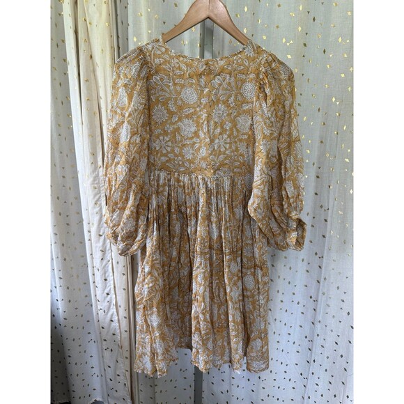 Daughters Of India 100% Cotton Kyra Cumin Paisley Semi Sheer Mini Dress XS - Picture 7 of 10